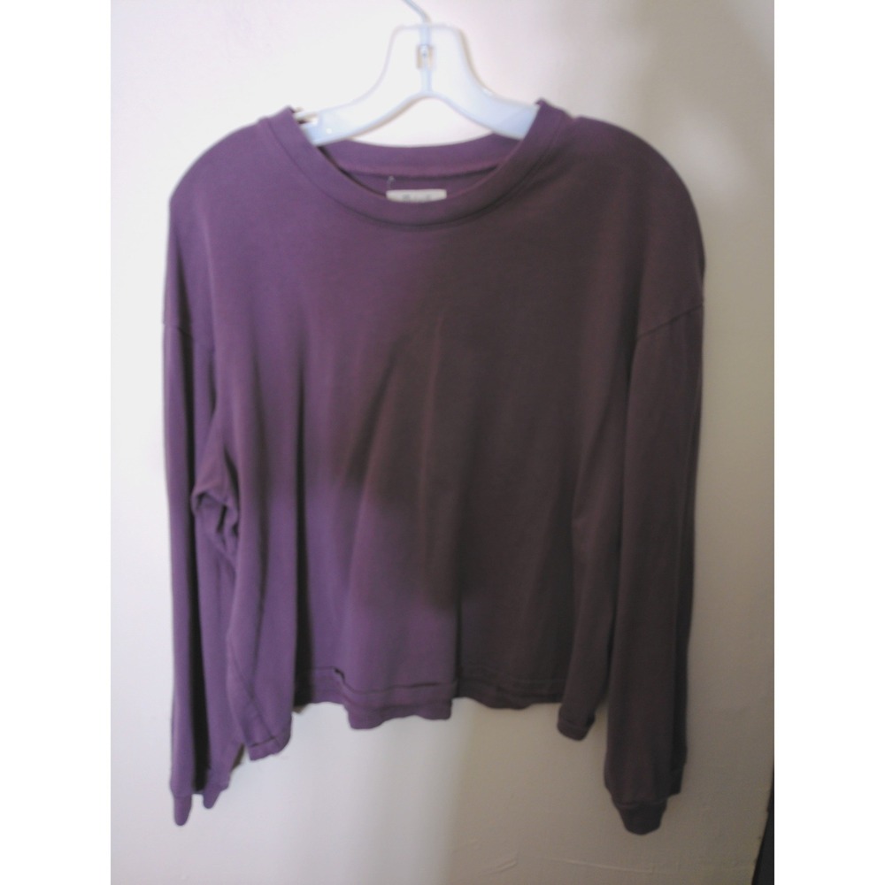 Madewell Long Sleeve Tee Women Medium Purple Boxy Supima Cotton Relaxed Top